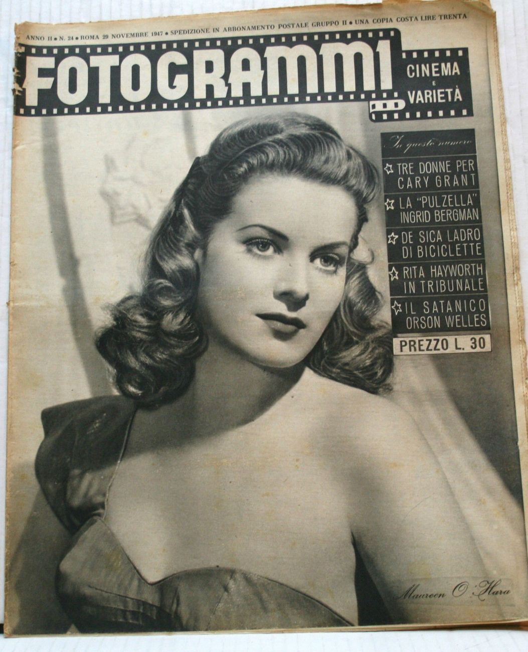 FOTOGRAMMI magazine side cover Issue 24 29 November 1947