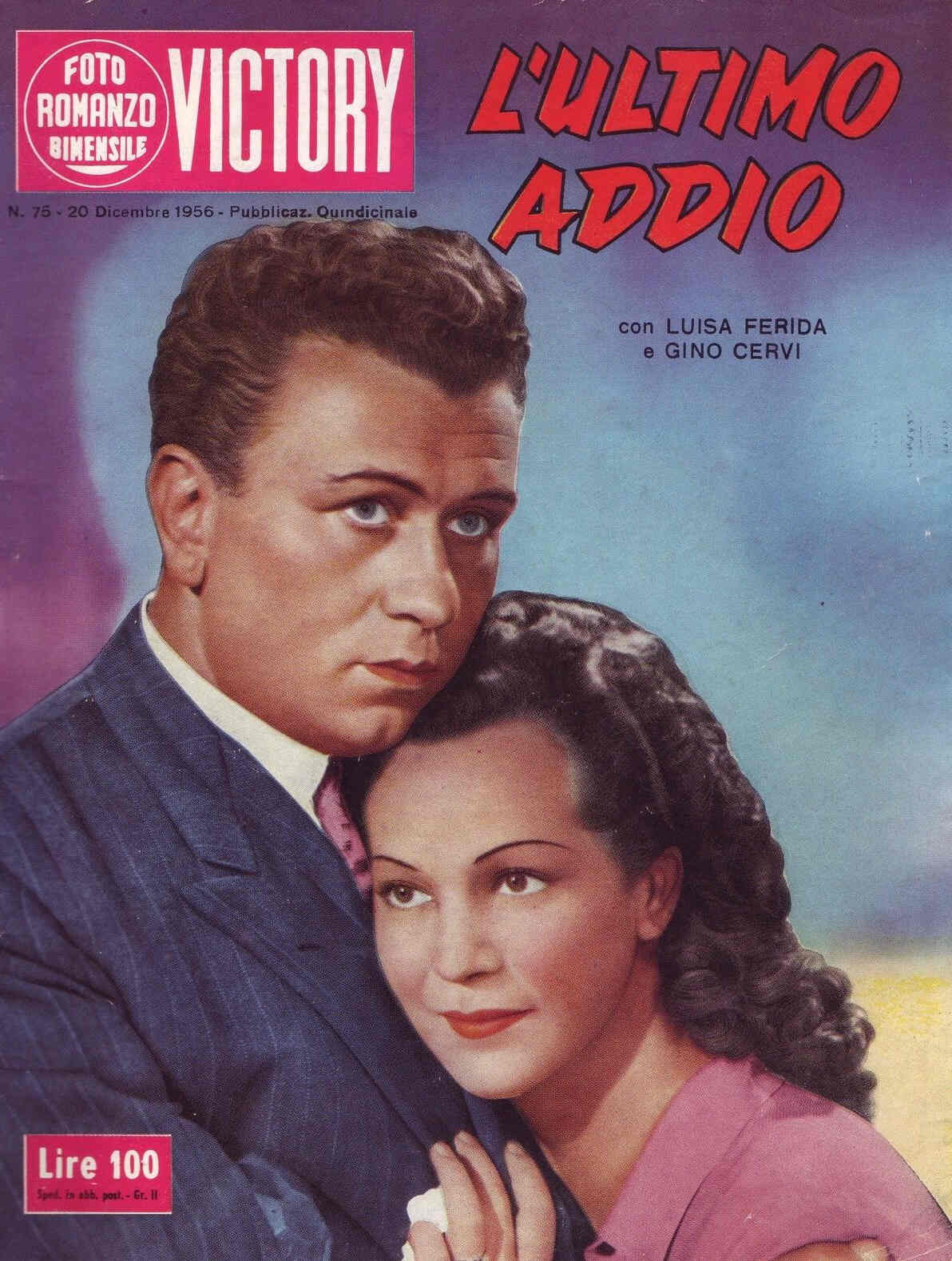 FOTO ROMANZO BIMENSILE VICTORY magazine side cover Issue 75 20 December 1956