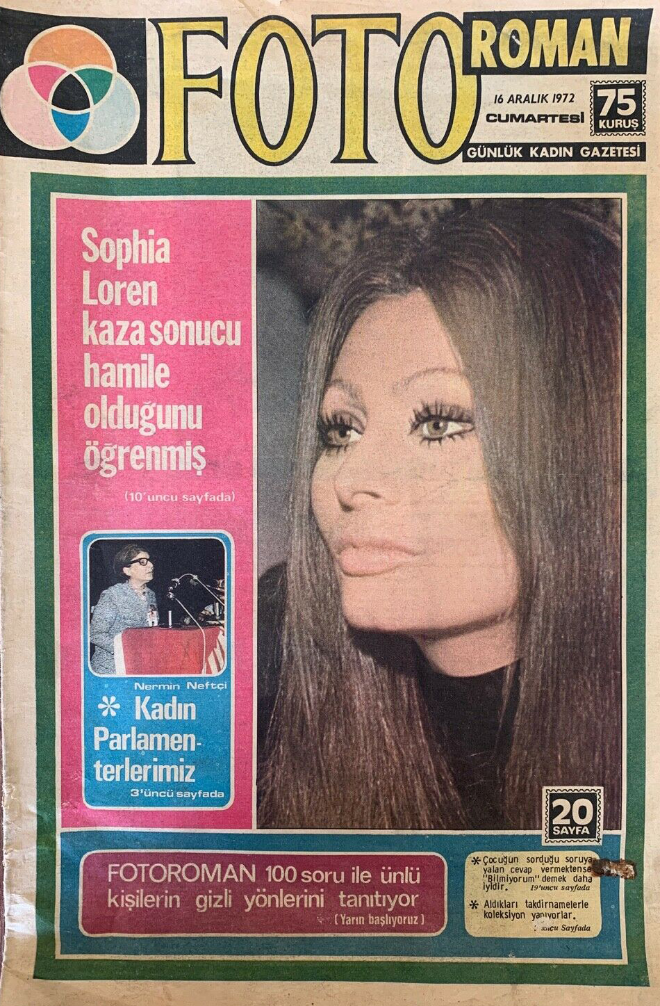FOTO ROMAN magazine side cover 16 December 1972