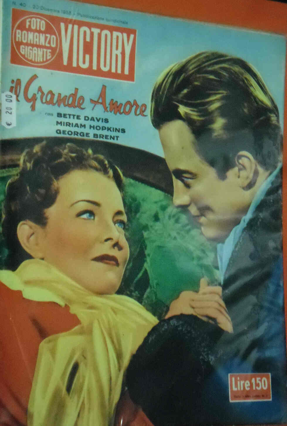 FOTO ROMANZO GIGANTE VICTORY magazine side cover Issue 40 20 December 1955