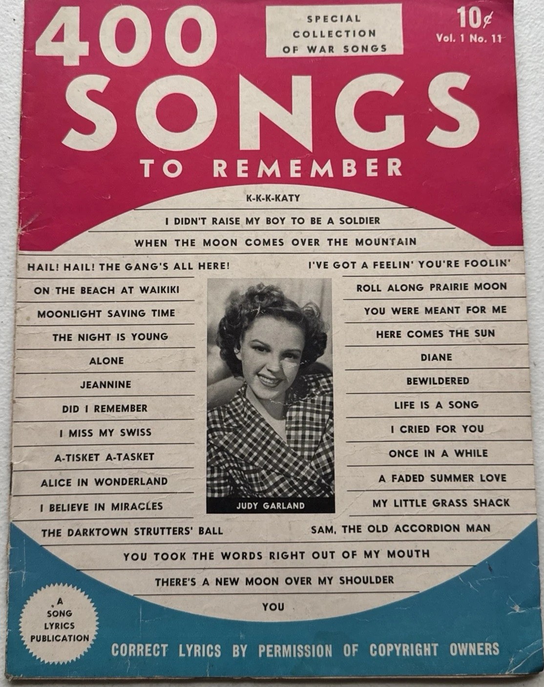 400 SONGS TO REMEMBER magazine side cover  Vol 1 No  11  March 1942
