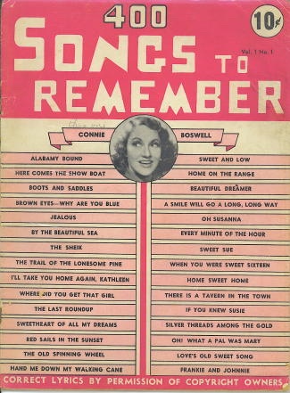 400 SONGS TO REMEMBER magazine side cover  Vol 1 No  1  March 1939