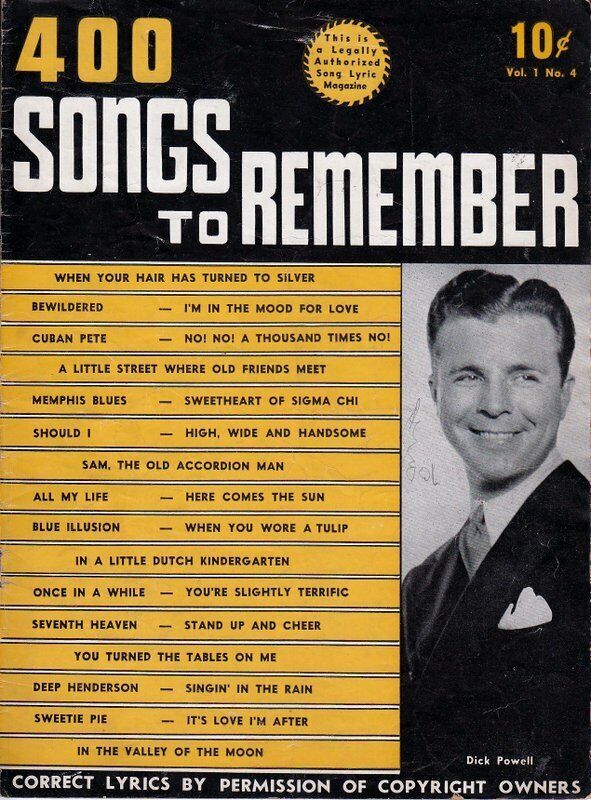 400 SONGS TO REMEMBER magazine side cover  Vol 1 No  4  December 1939