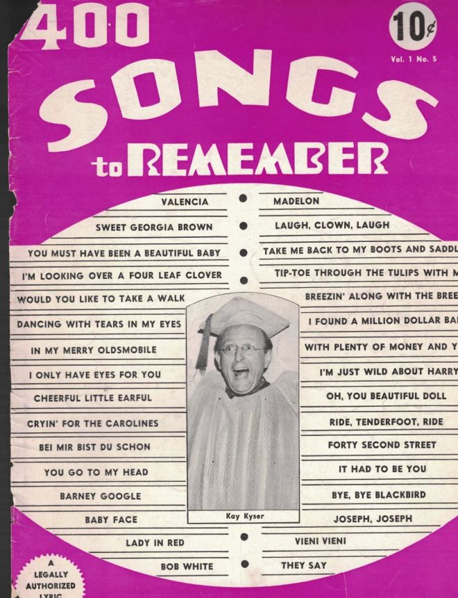 400 SONGS TO REMEMBER magazine side cover  Vol 1 No  5   1940
