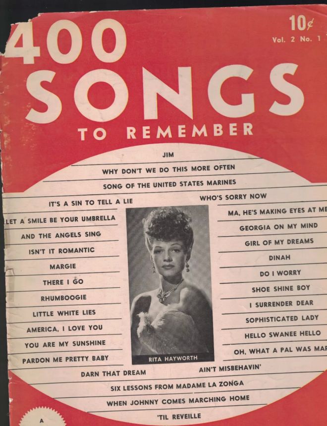 400 SONGS TO REMEMBER magazine side cover  Vol 2 No  1  September 1942