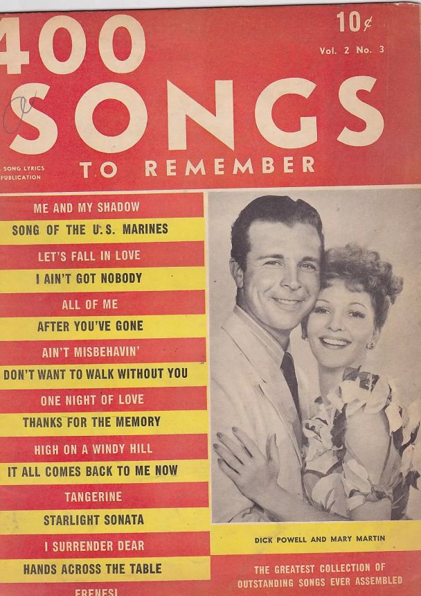 400 SONGS TO REMEMBER magazine side cover  Vol 2 No  3  March 1943