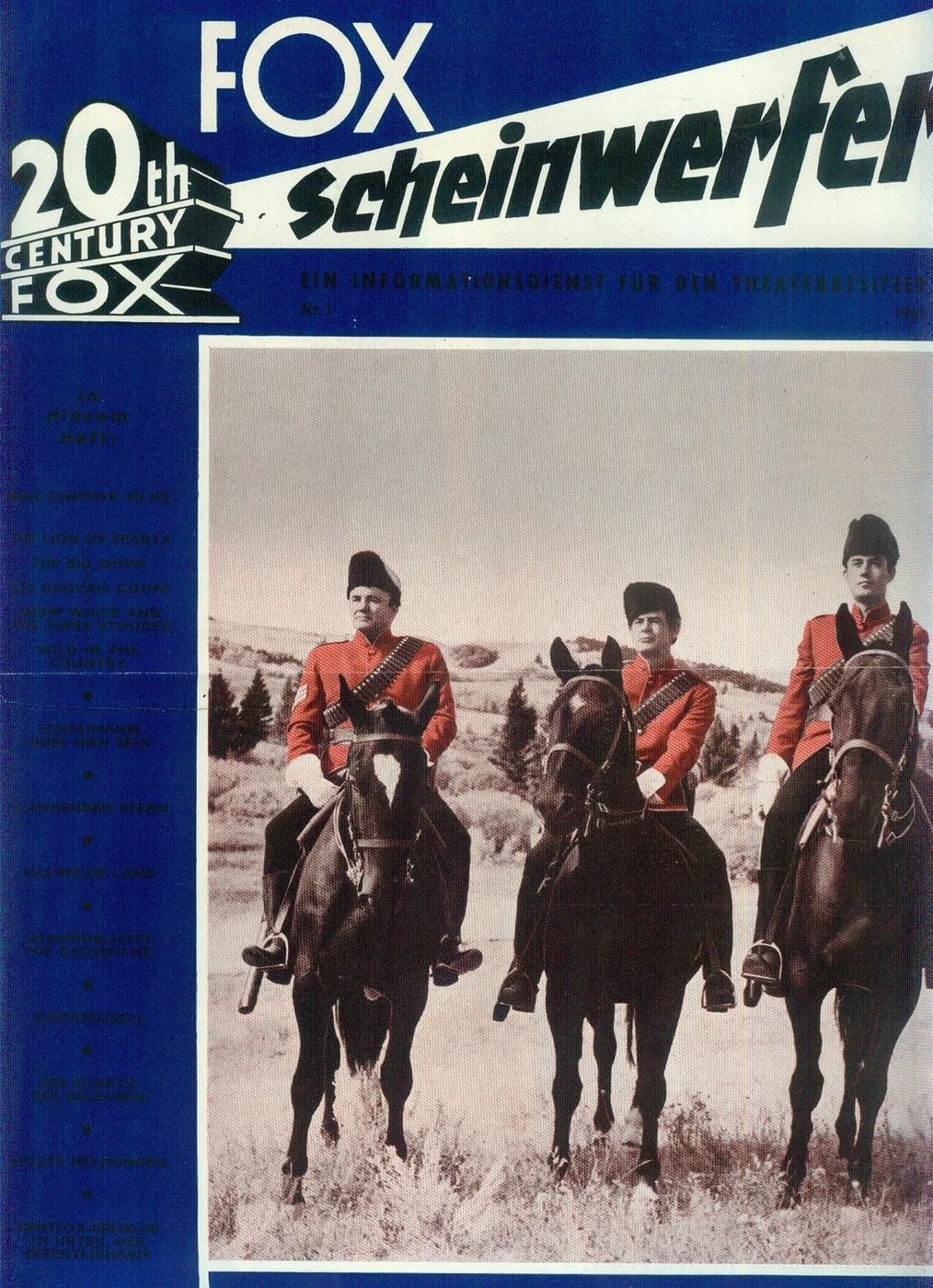 20TH CENTURY FOX SCHEINWERFER magazine side cover Issue 1   1961