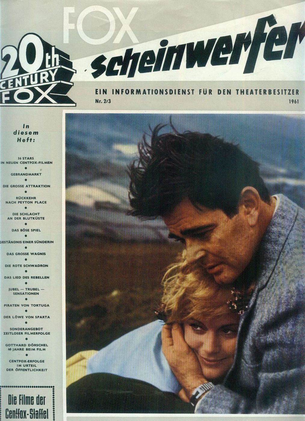 20TH CENTURY FOX SCHEINWERFER magazine side cover Issue 2-3   1961