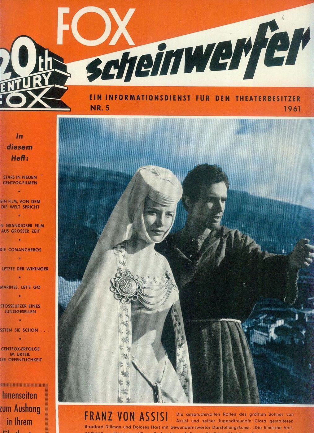 20TH CENTURY FOX SCHEINWERFER magazine side cover Issue 5   1961