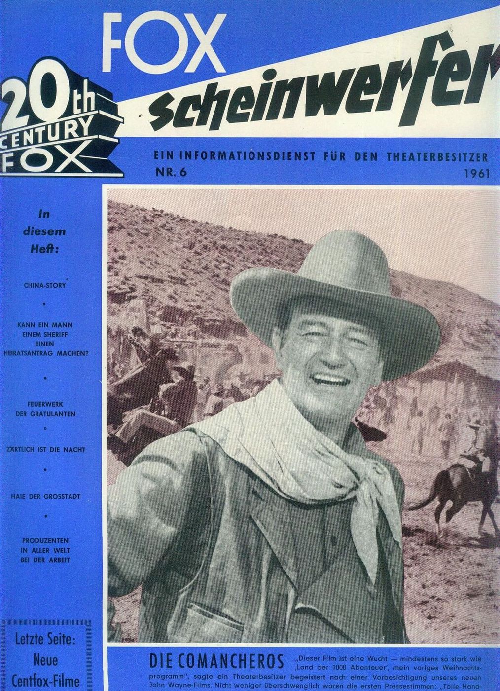 20TH CENTURY FOX SCHEINWERFER magazine side cover Issue 6   1961