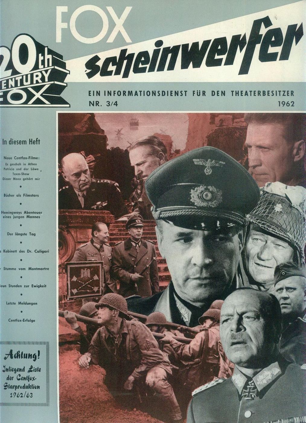 20TH CENTURY FOX SCHEINWERFER magazine side cover Issue 3-4   1962