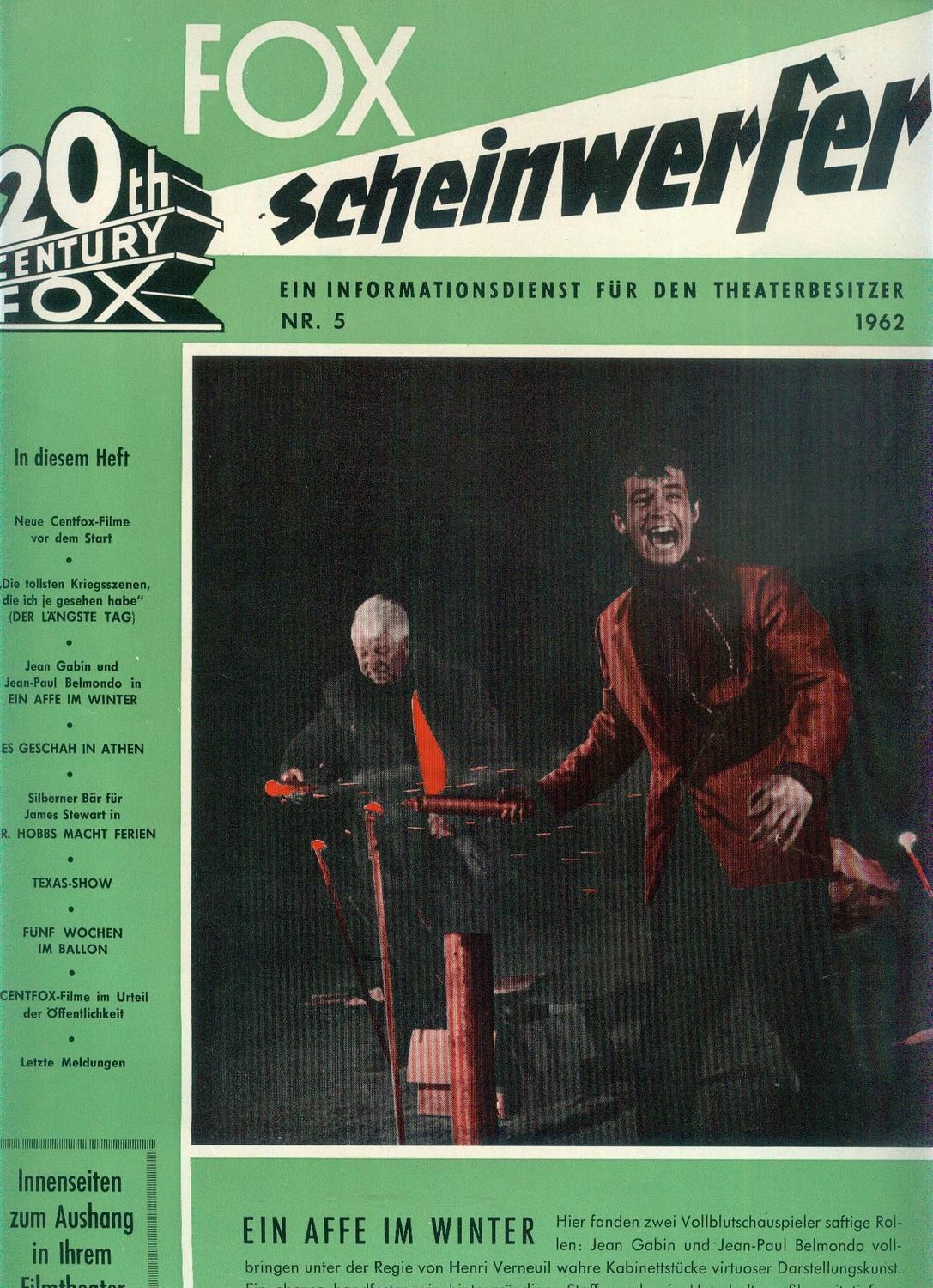 20TH CENTURY FOX SCHEINWERFER magazine side cover Issue 5   1962