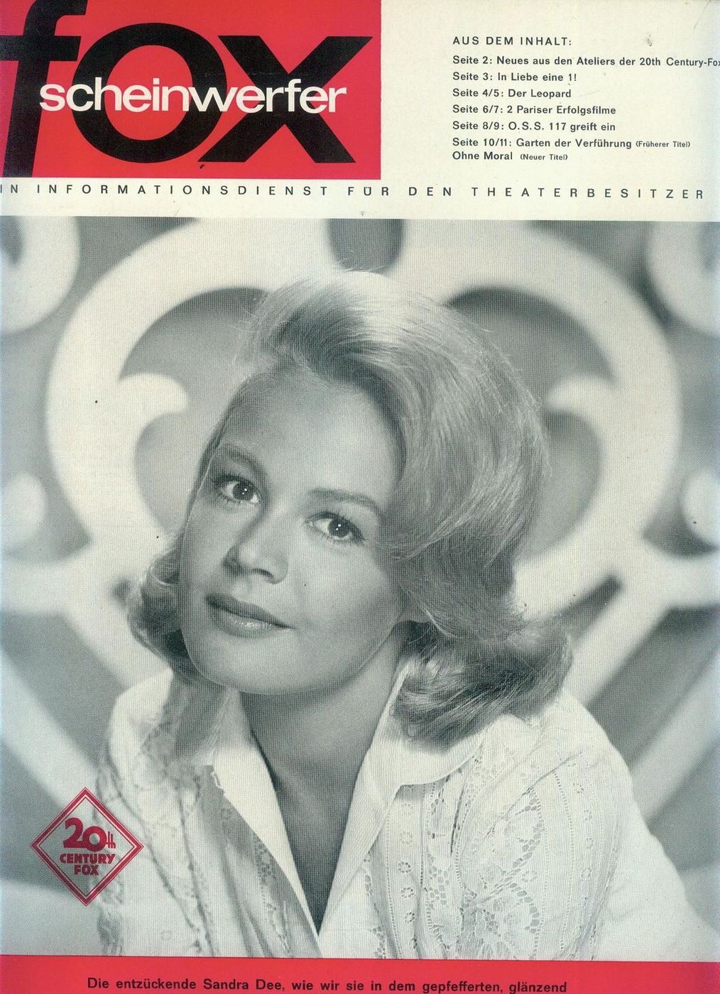20TH CENTURY FOX SCHEINWERFER magazine side cover Issue 4   1963