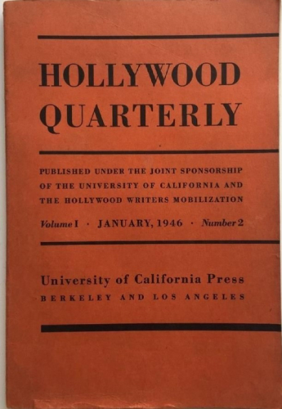 HOLLYWOOD QUARTERLY magazine side cover  Vol 1 # 2 January/February/March 1946