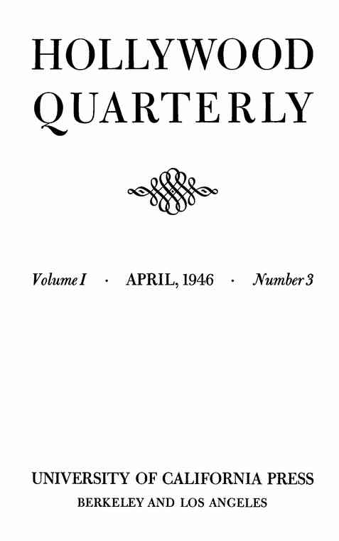 HOLLYWOOD QUARTERLY magazine side cover  Vol 1 # 3 Apri/May/June 1946