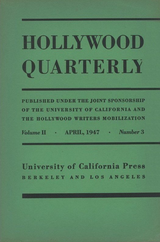 HOLLYWOOD QUARTERLY magazine side cover  Vol 2 # 3 Apri/May/June 1947