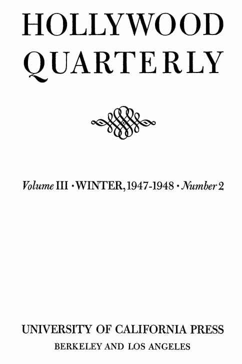 HOLLYWOOD QUARTERLY magazine side cover  Vol 3 # 2 Winter/December 1947