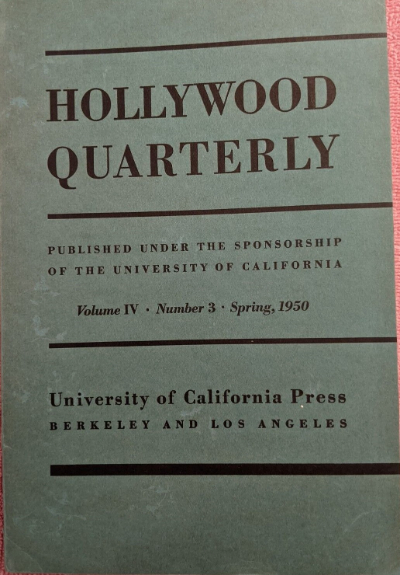 HOLLYWOOD QUARTERLY magazine side cover  Vol 4 # 3 Spring/March/April/May 1950