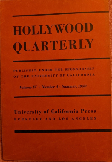 HOLLYWOOD QUARTERLY magazine side cover  Vol 4 # 4 Summer/June/July/August 1950