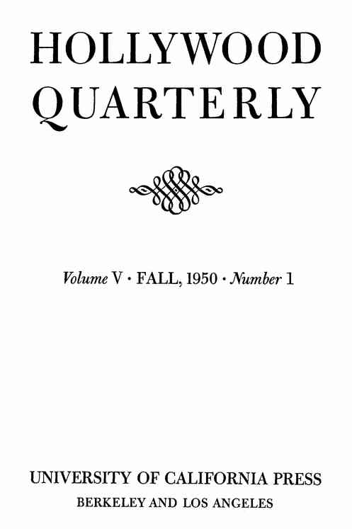HOLLYWOOD QUARTERLY magazine side cover  Vol 5 # 1 Fall/September/October/November 1950