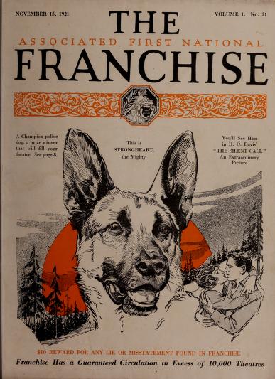 THE ASSOCIATED FIRST NATIONAL FRANCHISE  magazine side cover  Vol 1 No  21 15 November 1921