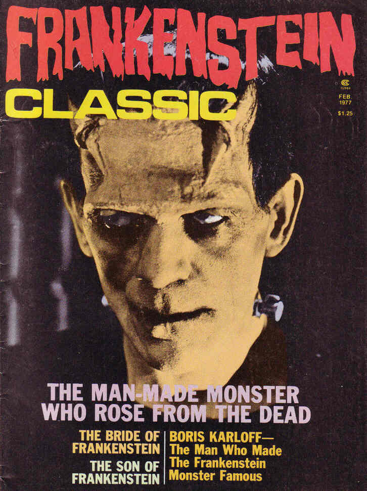 FRANKENSTEIN CLASSIC magazine side cover Issue 1 February 1977