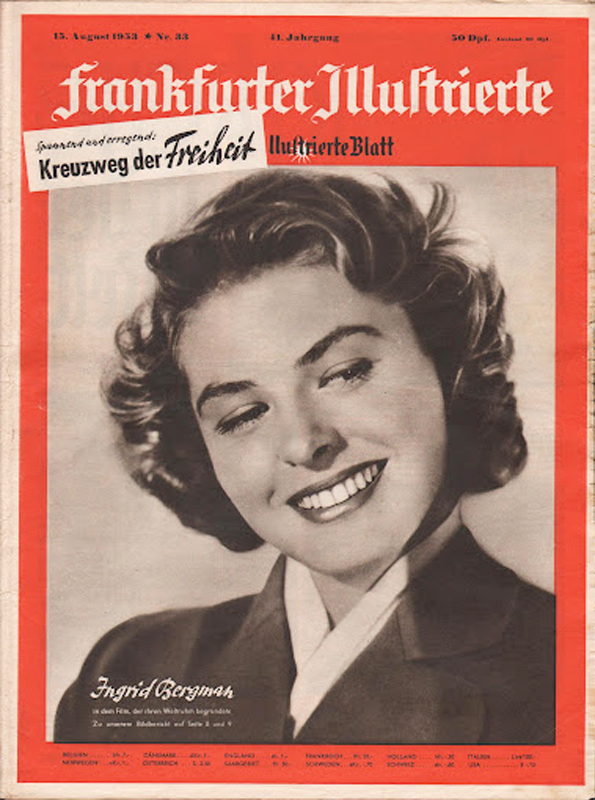 FRANKFURTER ILLUSTRIERTE magazine cover Issue 33 13 August 1953