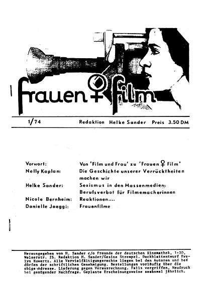 FRAUEN UND FILM magazine side cover Issue 1  1974