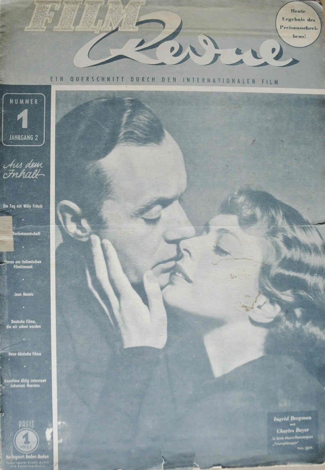 FILM REVUE magazine side cover Issue 1  1948