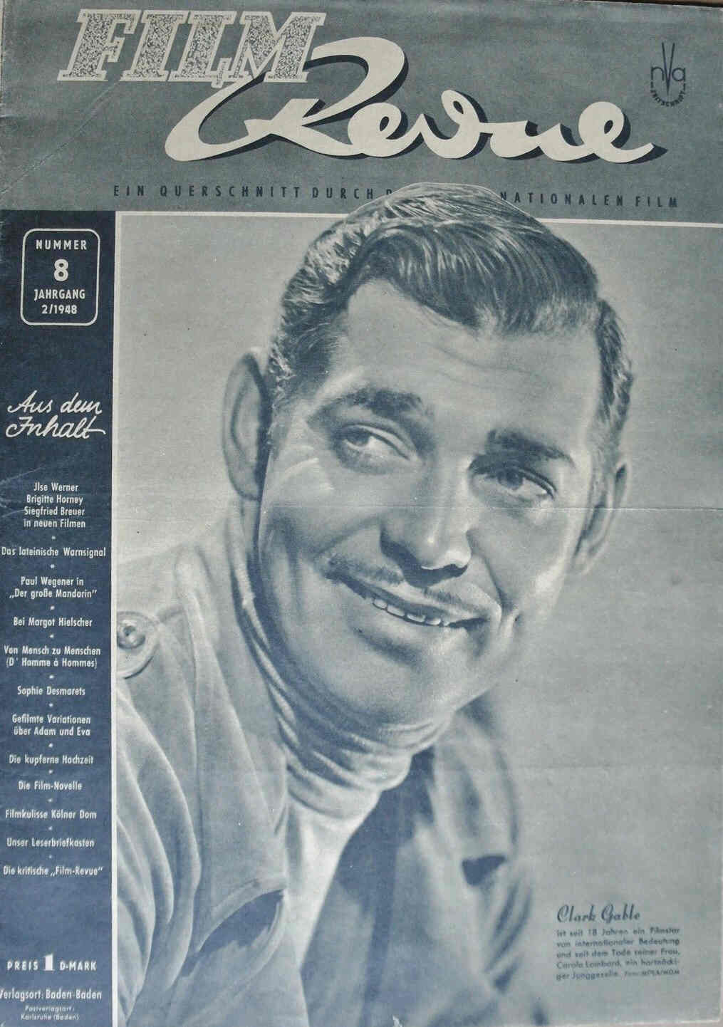 FILM REVUE magazine side cover Issue 8  1948