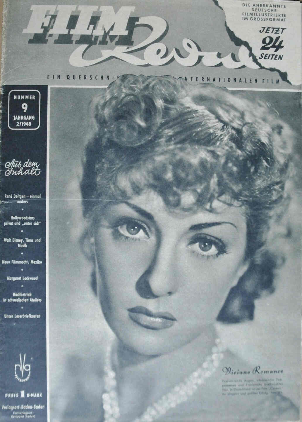 FILM REVUE magazine side cover Issue 9  1948