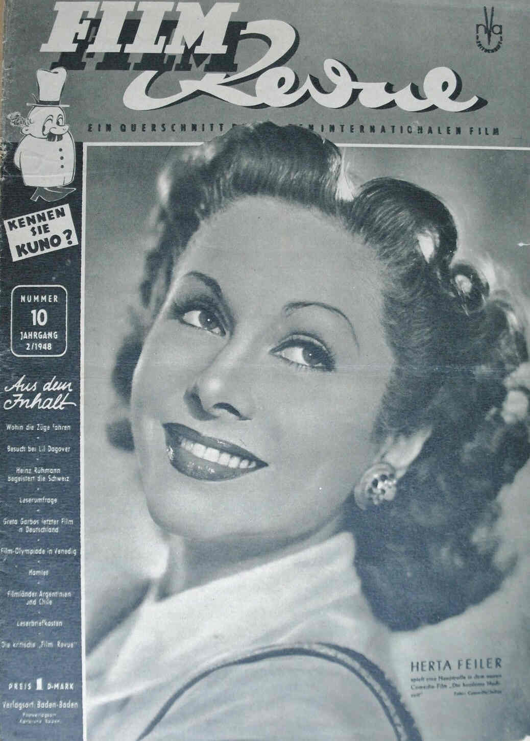 FILM REVUE magazine side cover Issue 10  1948