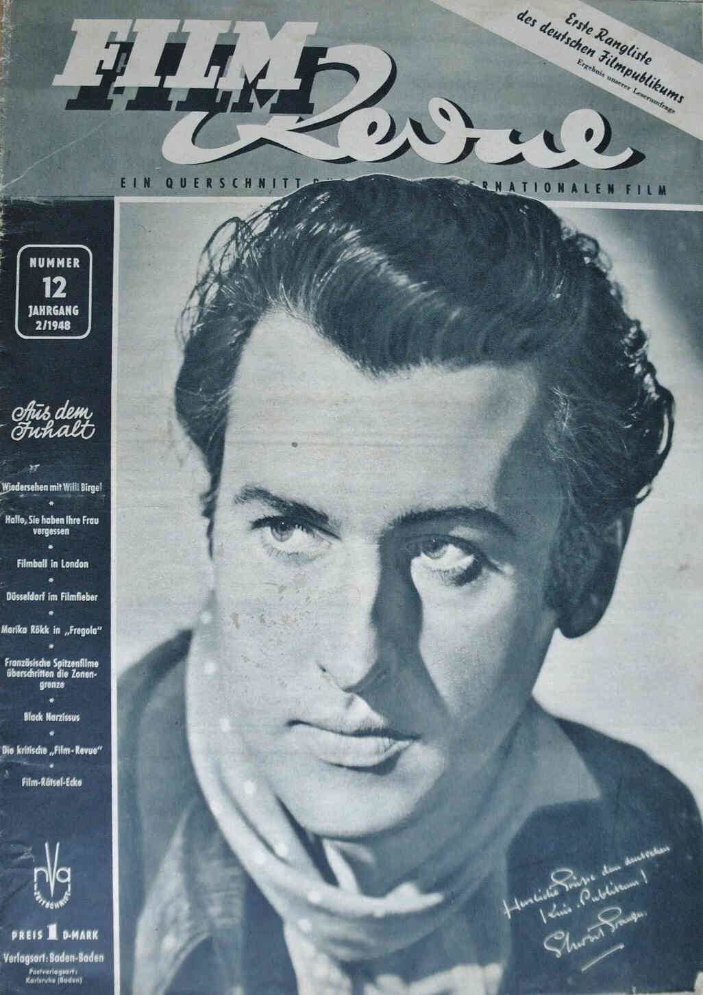 FILM REVUE magazine side cover Issue 12  1948