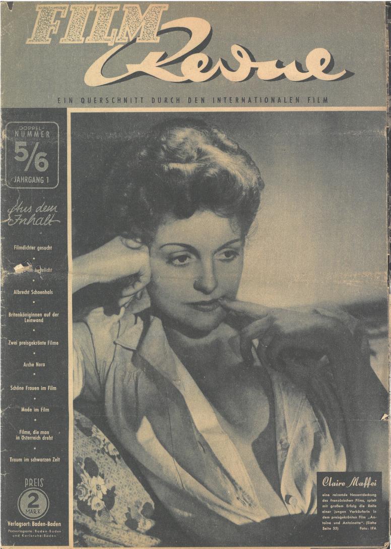 FILM REVUE magazine side cover Issue 5/6  1947