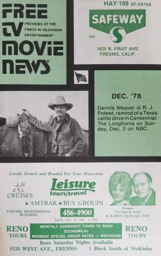 FREE TV MOVIE NEWS magazine side cover  December 1978