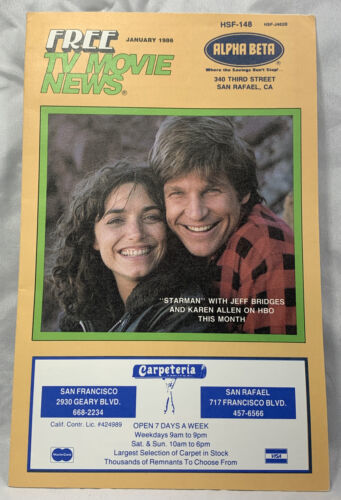 FREE TV MOVIE NEWS magazine side cover  January 1986