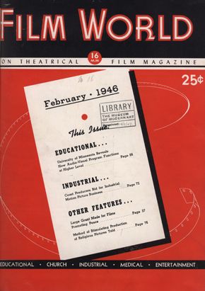FILM WORLD AND AV WORLD NEWS magazine side cover February 1946