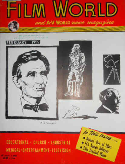 FILM WORLD AND AV WORLD NEWS magazine side cover February 1955