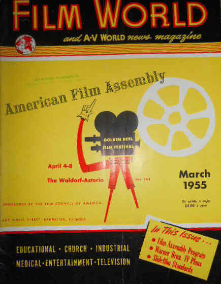 FILM WORLD AND AV WORLD NEWS magazine side cover March 1955