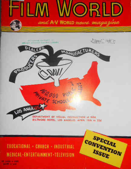 FILM WORLD AND AV WORLD NEWS magazine side cover April 1955