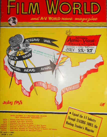 FILM WORLD AND AV WORLD NEWS magazine side cover July 1955