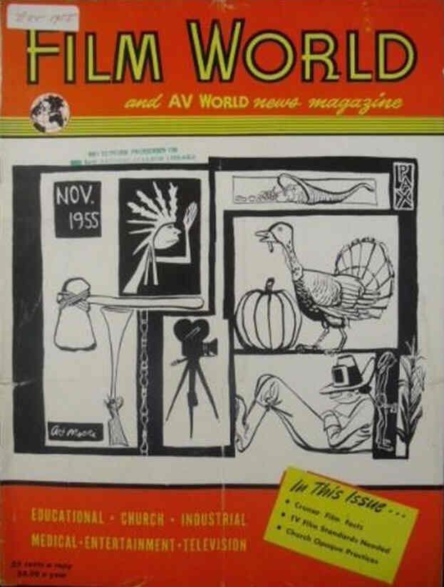 FILM WORLD AND AV WORLD NEWS magazine side cover November 1955