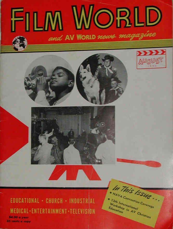 FILM WORLD AND AV WORLD NEWS magazine side cover August 1956