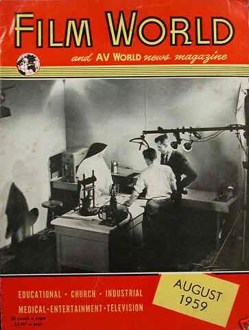 FILM WORLD AND AV WORLD NEWS magazine side cover August 1959