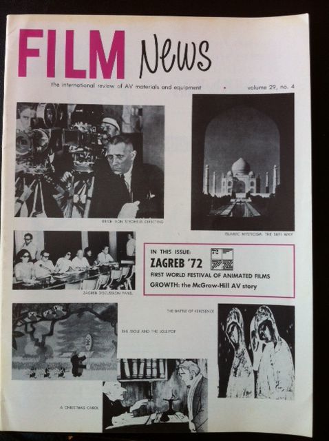 FILM NEWS (AV) magazine side cover  Vol 29 # 4 September 1972