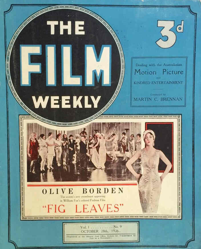 FILM WEEKLY (AUSTRALIA) magazine side cover Issue 9 28 October 1926