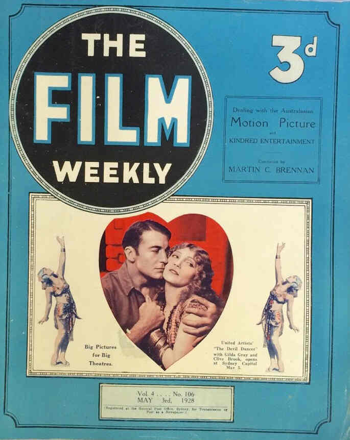 FILM WEEKLY (AUSTRALIA) magazine side cover Issue 106 3 May 1928