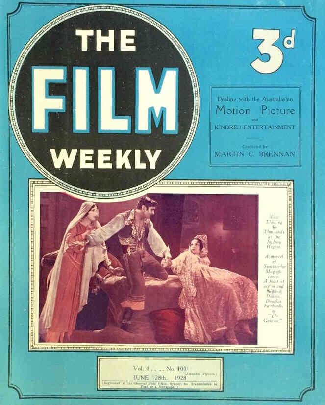 FILM WEEKLY (AUSTRALIA) magazine side cover Issue 100 28 June 1928