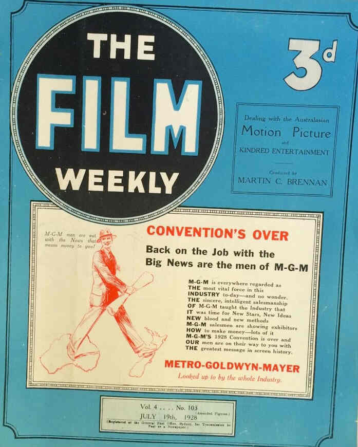 FILM WEEKLY (AUSTRALIA) magazine side cover Issue 103 19 July 1928