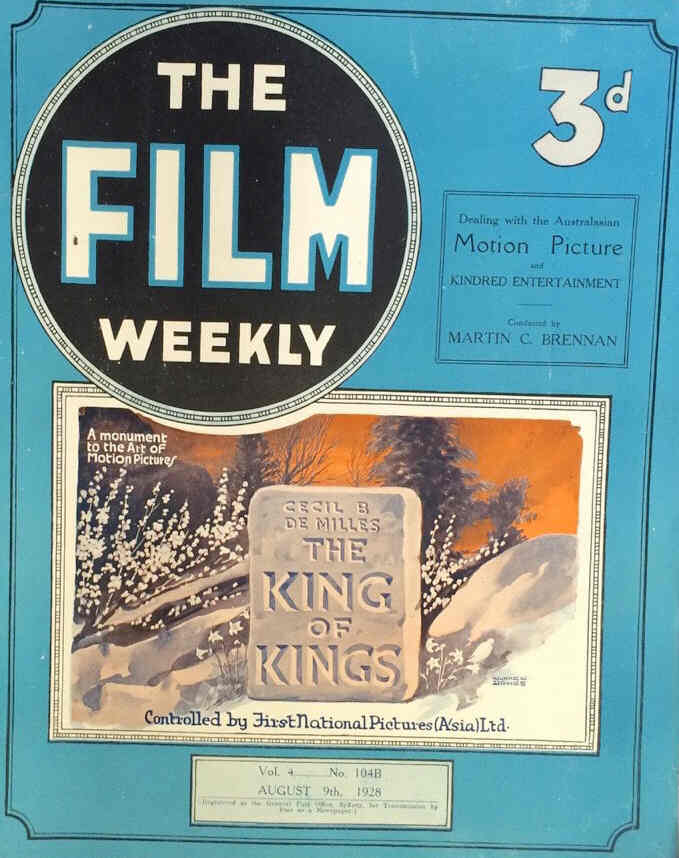 FILM WEEKLY (AUSTRALIA) magazine side cover Issue 104 9 August 1928